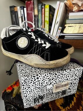 Eytys Black Suede Low-Top Sneakers with White Accents